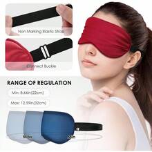 3PCS Silk Eye Sleeping, Soft Comfortable Sleep Masks With Adjustable Strap, Blocking Night Masks, Blackout Eyes Covers Aldult Women Men Travel Airplane, Blue+Black+Red - Blue+Black+Red + One Size - View 6