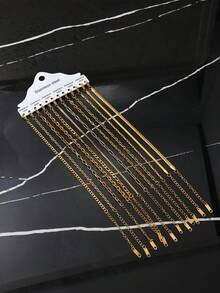 12pcs Fashion Stainless Steel Gold Silver Necklace Bracelet Jewellery Set Suitable For Daily Matching Use Lots Of Accessories - Multicolor - View 6