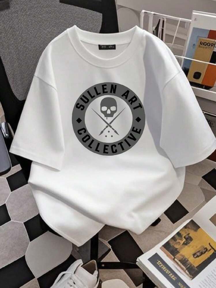 180g pure Cotton Sullen Everyday Badge Baseball Cap Snapback Caps Knitted Bucket Hat Women Top Graphic Tees fashion Breathable Comfortable women Unisex Summer Stylish graphic female designer clothes Versatile Print Round Neck Short Sleeve T-Shirt For Women Casual Soft - Blanco - Añade 3