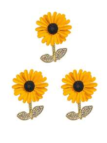 1 件优雅的太阳花胸针，迷人的金属向日葵翻领别针，适合西装外套、毛衣、时尚配饰连衣裙配饰别针用于衣服包包饰品学校办公室配饰衬衫夹克珠宝万圣节衣服别针有趣可爱的教师礼物圣诞节 - 黃色 - 查看 11