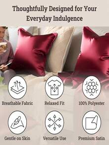 1pc Satin Fabric In Burgundy, Silky Lustrous Pearl Sheen Texture, Suitable For Wedding Party Decor, Chiffon Satin-Like Bridal Gown DIY, Fashion Scarves, Costume Lining, Sewing Backdrop And Arch Decor - Burgundy - View 4