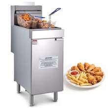 Commercial Deep Fryer, 3-Burner Fryer For Restaurants, Stainless Steel Floor Standing Deep Fryers With Dual Baskets And Adjustable Temperature, Natural Gas Powered, 40 Lbs Capacity, 90,000 BTU - khí đốt tự nhiên - Xem 8