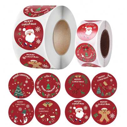 500/1000 Adet/Rulo Kırmızı Mutlu Noel Çıkartmaları, Noel Etiket Etiketleri, Kırmızı Yuvarlak Kendinden Yapışkanlı Çıkartmalar, Hediye Paketleme, Zarflar, Masaüstü Dekorasyon Çıkartmaları, Oda Dekorasyon Çıkartmaları, Noel Pencere Dekorasyon Çıkartmaları İçin Uygundur