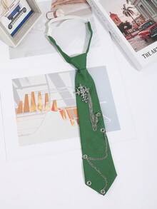 1pc Unisex Fashion Casual Versatile Lion/Pegasus/Faux Crystal Cross Decor Clip-On Tie, Suitable For Shirts, Banquets, Parties - Multicolor - View 4