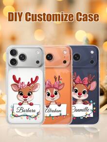 1. Personalized Christmas Reindeer Pattern, Customizable Name, Fully Transparent Lens, Precision Cutout Phone Case, Gift For Friends, Suitable For IPhone 11/12/13/14/15/16/16 Pro/16 Pro Max/16 Plus/17/Air/17 Pro/17 Pro Max/S25/S25 Ultra/S25 Plus/S25 Egg/Pixel 9 Pro XL And More Models, More Models Coming Soon, Christmas Commemorative Gift For Friends - Clear - View 3