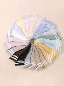 1/5/10/20 Pairs Women's Casual Colorful Striped Short Socks - Multicolor - View 2