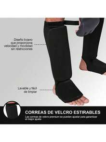 Espinilleras Boxeo para Hombre, Protecciones para Piernas y Empeines, Shin Guards de Padded, Tejido Elástico Cómodo y Transpirable, Espinilleras y Protectores de Empeine para,Muay Thai,Kickboxing - 1 - Ver 3