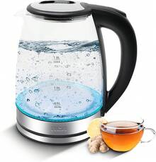 RCA Tetera de Vidrio Eléctrica RC-328 con Luz LED, Capacidad de 1.8 Litros, Apagado Automático, Resistente al Calor, Asa Fría, Base de Acero Inoxidable y Protección Sobrecalentamiento. - Tetera - Ver 13