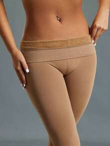 1pc Women's 600d Thermal Lined Tights, Fashionable Pantyhose, Cozy - 咖啡棕 - 查看 11