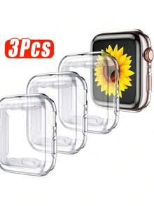 3 buc folie de protecție pentru ecran TPU, compatibilă cu seriile 9/8/7/SE/6/5/4/3/2, dimensiuni 45/44/42/41/40/38 mm, potrivită pentru accesorii pentru ceasuri inteligente din seria 9/8/7/SE/6/5/4 - Transparent + Transparent + Transparent - Vizualizare 1