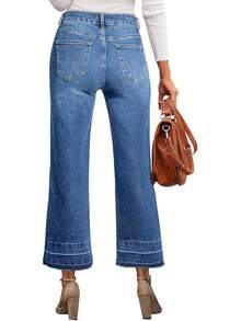 Wide Leg Jeans Straight Leg Jeans Denim Pants Zimbaplatinumhalloween - 短款淺藍色 - 查看 9