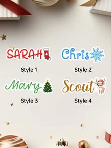 5/10/20 Miếng dán nhãn nền trắng họa tiết Giáng sinh tùy chỉnh, Nhãn dán tên và văn bản Giáng sinh cá nhân hóa, Nhãn dán quà tặng Giáng sinh cá nhân hóa - Nhiều màu - Xem 6