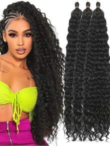 Long Deep Wave Braiding Hair 30 Inch Ocean Wave Crochet Hair Synthetic Deep Curly Crochet Hair Extensions For Women - Multicolor - View 9