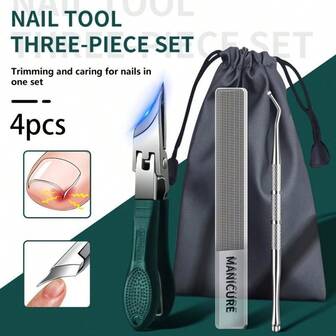 4pcs Set Olive Green Eagle Beak Nail Clippers, Stainless Steel Ingrown Toenail Nipper, Professional Nail Trimmer For Daily Nail Care