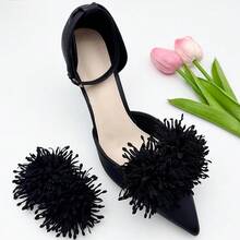2pcs New Detachable Tassel 3D Embroidered Shoe Clips Decorative Accessories For High Heels, Sandals - Multicolor - View 11
