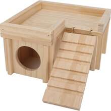 Wooden Hamster Hiding House Detachable Golden Bear Nest Hamster Ladder Toy House Hamster Luxury Villa