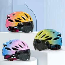 1PC Lightweight Breathable Children's/Teenagers' Magnetic Suction Goggles Bicycle Helmet For Men And Women, Detachable And EPS Foam Interior, Adjustable Dial, Suitable For Outdoor, Road And Mountain Bikes - Multicolor - View 4