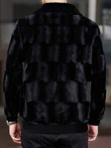 Men'S Fashion Faux Mink Coat, Luxury Thick Warm Lapel Collar, Jackets Are Suitable For Winter With Letter Patterns