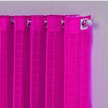 Charm Checkered Voile Living Room Curtain Decoration 4.00x2.80 - Hot Pink - View 3