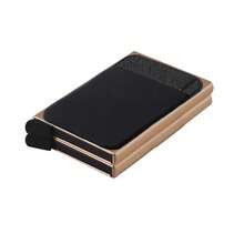 Tarjetero emergente de doble metal, bloqueador anti RFID, billeteras de aluminio para hombres, billetera inteligente mágica, pequeña y minimalista - Negro - Ver 11