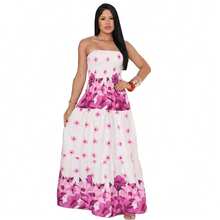 July Tropical Strapless Dress In Various Prints, 2025 Collection - Rose Flower - View 5