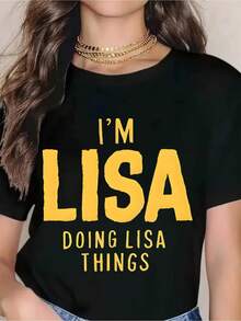 I'm Lisa Doing Lisa Things - Funny Name T-Shirt For Women, Casual Black Tee With Bold Yellow Text, Perfect Gift For Birthday, Anniversary, Or Everyday Wear - màu đen - Xem 1