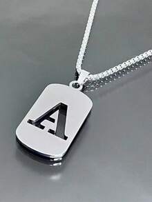 1pc New DIY Stainless Steel A-Z Letter Pendant Necklace, 26 Alphabet Jewelry, Couples Gift