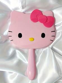 1pc Hello Kitty Handheld Mini Makeup Mirror, 5.51 Inch Cute Cartoon Design, Portable Long Handle Travel Mirror, Convenient For Makeup Anytime, Anywhere - Multicolor - View 6