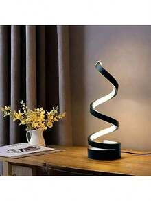 2 Sets Modern Table Lamps, Dimmable Spiral Bedside Lamps, 3-Color 10-Brightness LED Desk Lamp For Bedroom, Living Room, Office