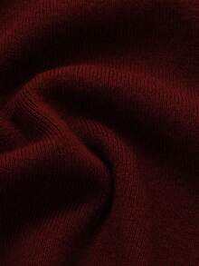 Elegant Fashion Casual Asymmetric Shoulder Knit Sweater, Slim Fit Asymmetrical Hem Pullover For Daily Commute - Red - View 11