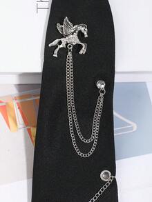 1pc Unisex Fashion Casual Versatile Lion/Pegasus/Faux Crystal Cross Decor Clip-On Tie, Suitable For Shirts, Banquets, Parties - Multicolor - View 8
