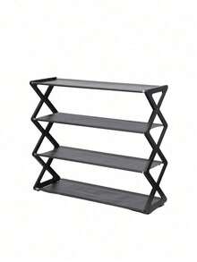 1 4-Tier Bookshelf Or Shoe Rack For Entryways, Hallways, Bedrooms And Dormitories, Black/White, Can Be Used As A Bookshelf, Shoe Rack, Easy To Assemble, Sturdy And Durable, Foldable Shoe Rack, Thickened Plastic Material Saves Space, Adjustable 4-Tier Folding Shoe Rack, Suitable For Entryway Wall Cabinets And Hallways, Small Shoe Rack