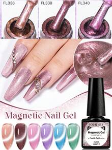 FOUR LILY 7ml 果冻磁性凝胶指甲油 - 粉色、蓝色、紫色闪粉套装，半永久猫眼指甲油，适合美甲沙龙和居家护理 - 彩色 - 查看 1