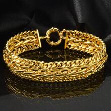 Brazalete exquisito y hermoso de 14k con baño de oro de cobre, con hebilla de marinero trenzada asimétrica de estilo retro, adecuado para mujeres en fiestas, banquetes diarios y uso cotidiano - Dorado - Ver 3