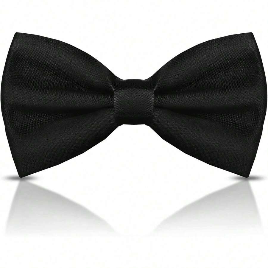 Men's Bow Ties Solid Color Pre-Tied Bow Tie Satin Formal Tuxedo Bowtie Adjustable Neck Bowtie For Men Wedding Party - Black - View 1