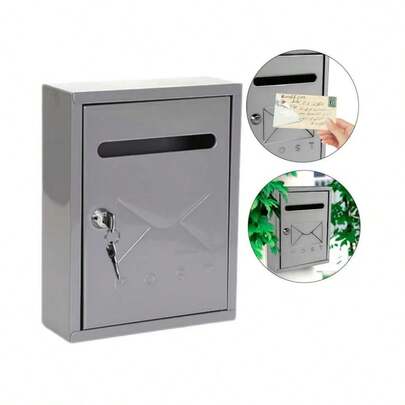 Buzón Metálico de Pared con Cerradura y Llaves, Buzón Exterior para Cartas y Correo Clásico de Pared, Diseño Robusto y Decorativo, Fácil de Instalar, Disponible en 3 Colores