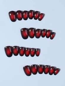 24片椭圆形黑色亚克力美甲贴纸套装，包含1片果冻胶和1个指甲锉，易于涂抹，适合秋季美甲和法式美甲，适合女性日常工作、派对和其他场合的美甲用品。 - 彩色 - 查看 5