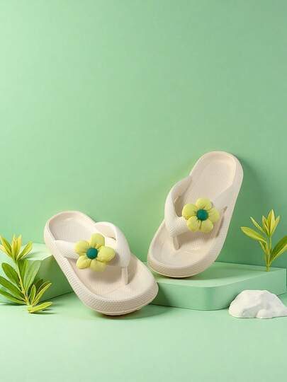 Fashionable And Casual Daily Women's Flip Flops For Home, Outdoor, Beach Parties, Colorful Flowers, Flat Bottom, Comfortable And Simple Sandals, Summer New Style
