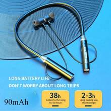 Wireless Headphones Fone Bluetooth 5.3 Neckband Earphones Silicone Hifi Stereo Sports Headset Halter Waterproof Magnetic Earbuds - Black - View 7