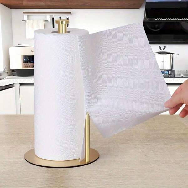 Schlanker Küchenrollenhalter aus Edelstahl mit stilvollem Design, der zu jeder Arbeitsplatte passt. Hängen Sie Ihre Papierrollen einfach auf, um beim Kochen mühelos abzuwischen und Fett schnell aufzunehmen. Halten Sie Ihre Küche organisiert und stilvoll!