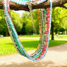 Collar de cuentas de piedras naturales de colores para la dopamina de las mujeres, joyería de de contraste vibrante, recomendación de regalo de cumpleaños