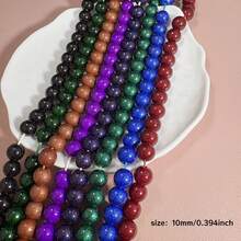 42pcs/Pack 10mm Diameter Beads With Hole, Imitation Natural Stone Gold Sand Stone, Shiny Glass Beads, DIY Jewelry Making, Craft Supplies - Multicolor - View 2