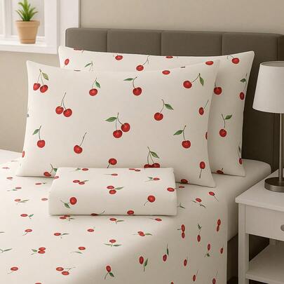 Jogo de Lençol QUEEN com Elástico 3 Peças 100% Algodão Estampado, Fronha com Ponta Palito - (Roupa de Cama Fabricação Própria)