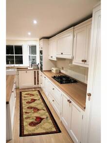 Serie de Cocina RugStylesOnline - Alfombra de Látex con Diseño de Gallo Contemporáneo, Beige, Multicolor, Respaldo de Goma, Antideslizante, Beige - .com: Hogar y Cocina - 23"x7' - Ver 8