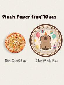 80/10pcs Cartoon Capybara Theme Party Supplies Set, 7/9 Inch Plates Cups Napkins Banners Tablecloth Set, Suitable For 10-80 Guests, Suitable For Birthday Picnic Camping Celebration Decoration - Multicolor - View 9