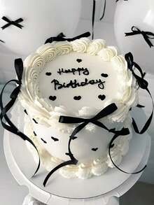 10pcs Red Bow Knot Cake Decorations,DIY Bowknot Cake Decor Supplies,Birthday Party Decor,Anniversary Birthday Wedding Cake Decor,Holiday Gift Decor,Baking Cake Dessert Bow Toppers,Party Favor,Birthday Party Table Decor - 黑色 - 查看 4