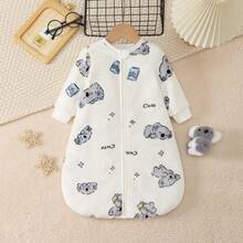 4-Season Baby Sleeping Bag, Cute Long Sleeve Sleeping Bag With Reversible Zipper, Hidden Zipper, Anti-Kick, Soft & Comfortable Swaddle Baby Supplies - Apricot - View 1