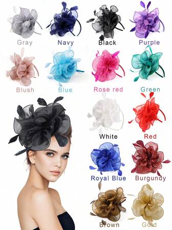 1pc Fascinators Hat Tea Party Headwear Ribbons Feathers On A Headband And A Clip For Girls And Women, Wedding Items, Hair Accessories, Tiny Hats, Derby Hat, Gifts, Gala Night