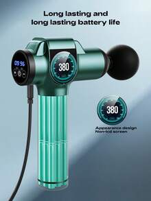 BENBO Massage Gun, Back Massage, Pain Relief, With LCD Display, Comes With 8 Massage Heads, Available In Gray And Green. Can Be Used In The Office, At Home, And During Travel. An Ideal Gift For Christmas, New Year, Thanksgiving, And A Great Present For Family And Friends. - Solid Color - View 4