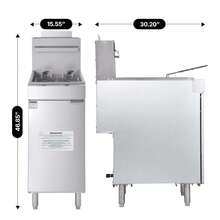 Commercial Deep Fryer, 3-Burner Fryer For Restaurants, Stainless Steel Floor Standing Deep Fryers With Dual Baskets And Adjustable Temperature, Natural Gas Powered, 40 Lbs Capacity, 90,000 BTU - khí đốt tự nhiên - Xem 10